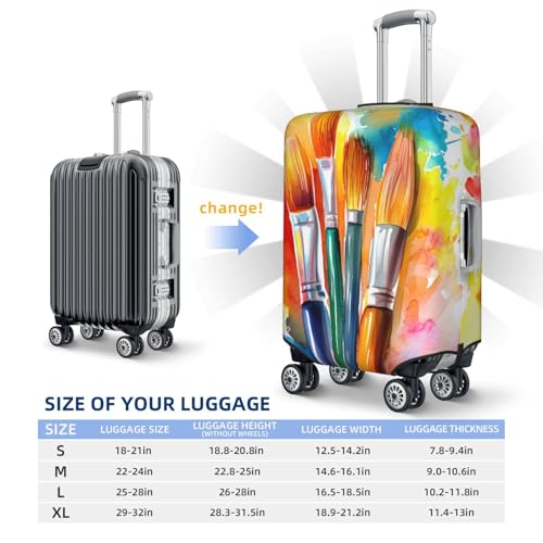 Four Oil Painting Brushes Elastic Travel Luggage Covers Dustproof Scratch-Resistant Suitcase Protector Fit 22-24 Inch4