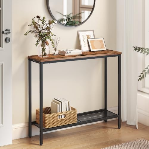 VASAGLE 31.5" Console Table, Narrow Behind Couch Table, 2 Tier | ...
