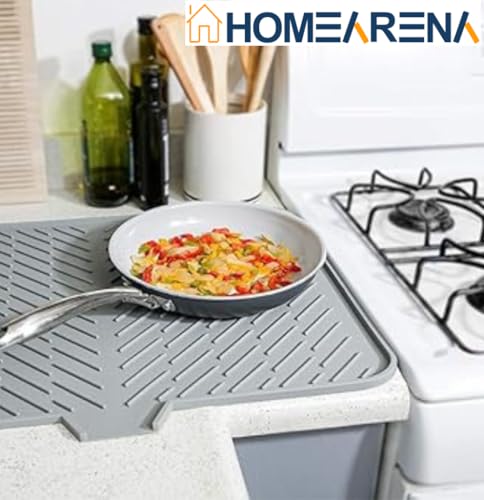 Image of Silicone Dish Drying Mat for Kitchen, Large 23 x 17 Inch Dish Drainer Mat, Waterproof Heat Resistant Non-Slip Silicone Mat for Sink & Counter, Utensil Dish Drying Mat