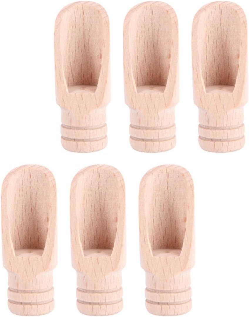 6pcs Multi Function Wooden Tea Scoop for Milk Powder and Tea, Khaki