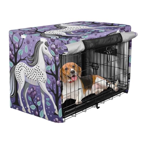 Housse imperméable violette Cheval Blanc pour cage de chien et chat