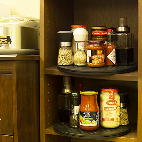 Image of Lazy Susan Turntable Organizer - 12 Inch Heavy Duty Rotating Swivel Stand with Steel Ball Bearings for Spice Cabinets, Flat Panel Monitor, TV, Painting, Display, Potted Plants (Black)