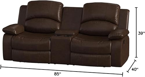 Miniatura 22 de Betsy Furniture 8018 - Juego de sillón reclinable de cuero reconstituido, para sala, sofá reclinable, sofá de dos piezas y sillón de cuero