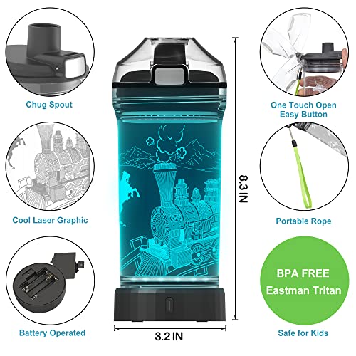Botella de agua para niños con luz LED 3D de dinosaurio para el colegio 8