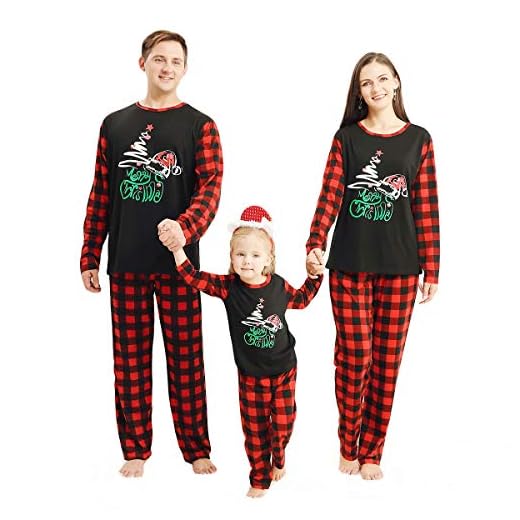 OhhGo Mamma familj matchande jul pyjamas skjorta byxor för kvinnor man barn baby sparkdräkt julpyjamas S