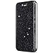 Produktbild kompatibel mit iPhone 7 Plus Hülle,iPhone 8 Plus Hülle,iPhone 8 Plus Lederhülle Handyhülle Wallet Brieftasche Flip Tasche Schutzhülle,Bling Glänzend Flip Hülle Handy Tasche Hülle Cover Etui Schwarz