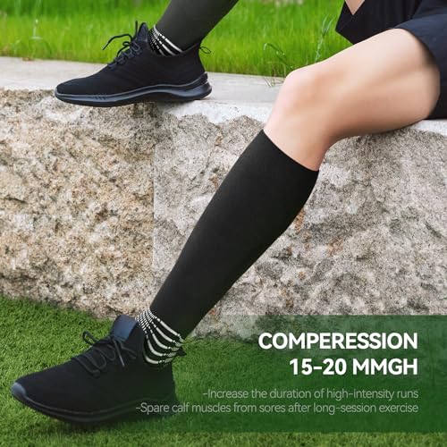 IRAMY Compressive Soccer Socks Ankle Compression Support Coolmax Wicking Anti-Slip Football Baseball Softball 1/2/3 Packs3