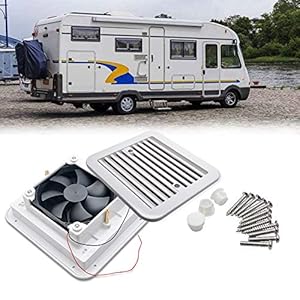 Ventilateur de voiture, ventilateur d’échappement latéral 12V Ventilateur antipoussière pour camping-car camping-car remorque yacht, blanc