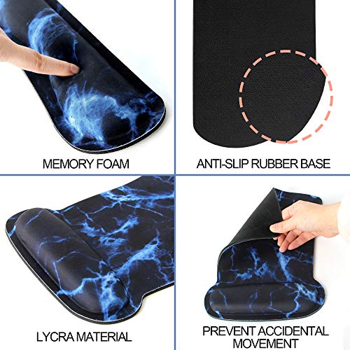 2in1 Keyboard Wrist Rest Pad & Ergonomic Mouse Pad with Wrist Support, Easy Typing, Pain Relief Mouse Mat with Non-Slip Backing, and Memory Foam Filled Gel Keyboard Pad for Home Office Computer Laptop - Thumbnail 4