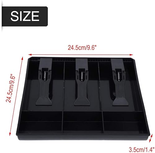 Miniatura 6 de Bandeja de inserción de caja registradora con 3 compartimentos para facturas y 3 para cajón, bandeja de inserción resistente, ligera y (negro)