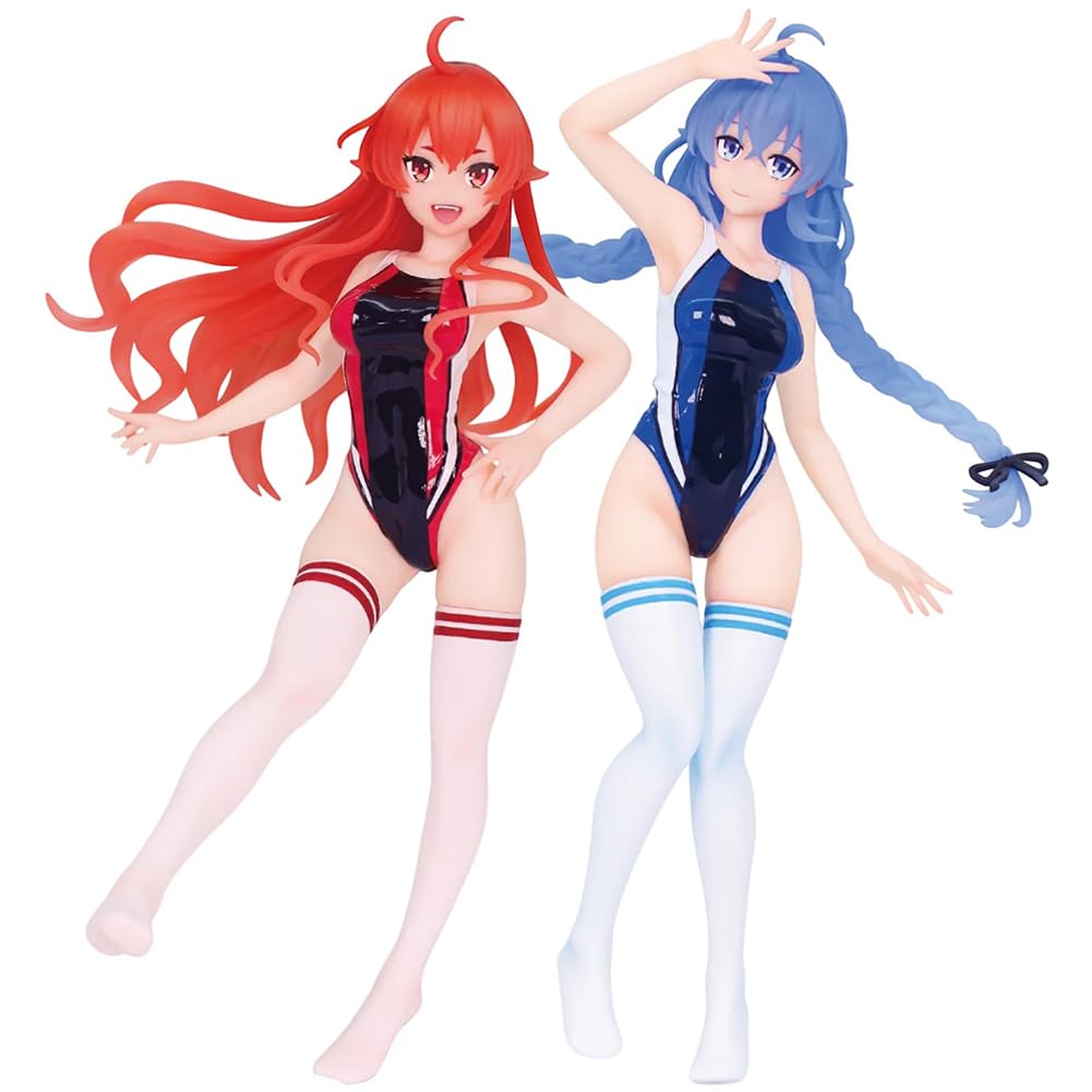 Tongyundacheng Roxy Migurdia Figure Eris Greyrat Action Figure Anime Standing PVC Model Swimsuit Girl Statue Cartoon Desktop Collection Anime Decorative Ornament, 19cm