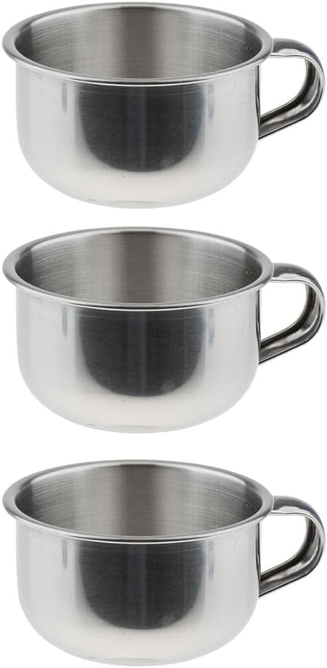 Generic 5 Pieces Men Shaving Mug Shaving Bowl Shaving Soap Bowl Shaving Grooming Tool Stainless Steel Convenient Handle Rust Suitable for Home
