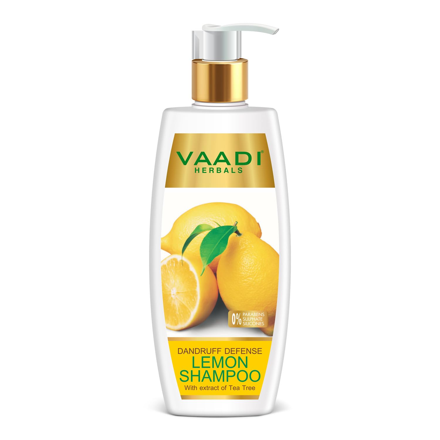 Vaadi Herbals Lemon with Tea Tree Extract Shampoo ★ Dandruff Defense ★ ALL Natural ★ Paraben Sulfate Free ★ Scalp Therapy ★ Moisture Therapy ★ Suitable for All Hair Types - 11.8 Oz