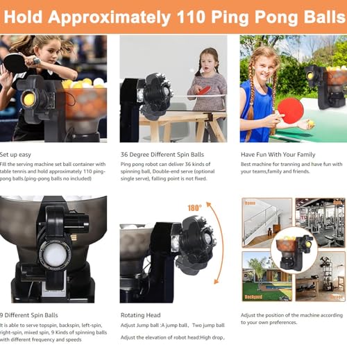 Máquina Automática De Pingue-Pongue Com Robô De Tênis De Mesa, 36 voltas Máquina De Treinamento De R