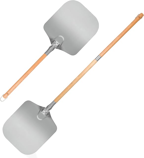 Dan&Co Adjustable Length Pizza Peel 12 Inch x 14 Inch Aluminium | Short or Long Handle Pizza Paddle | Wooden Detachable Handles | Easy Storage Non Stick Metal Pizza Shovel for Pizza Oven Baking Pizza