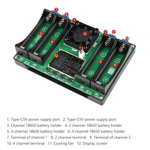 DollaTek Digitalanzeige Batteriekapazität Innenwiderstandstester 18650 Lithiumbatterie Leistungsdetektormodul 4 Kanäle
