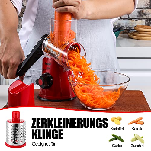 Foto von Geedel Käsereibe, Reibe für Gemüse, Gemüseschneider Trommelreibe mit kurbel