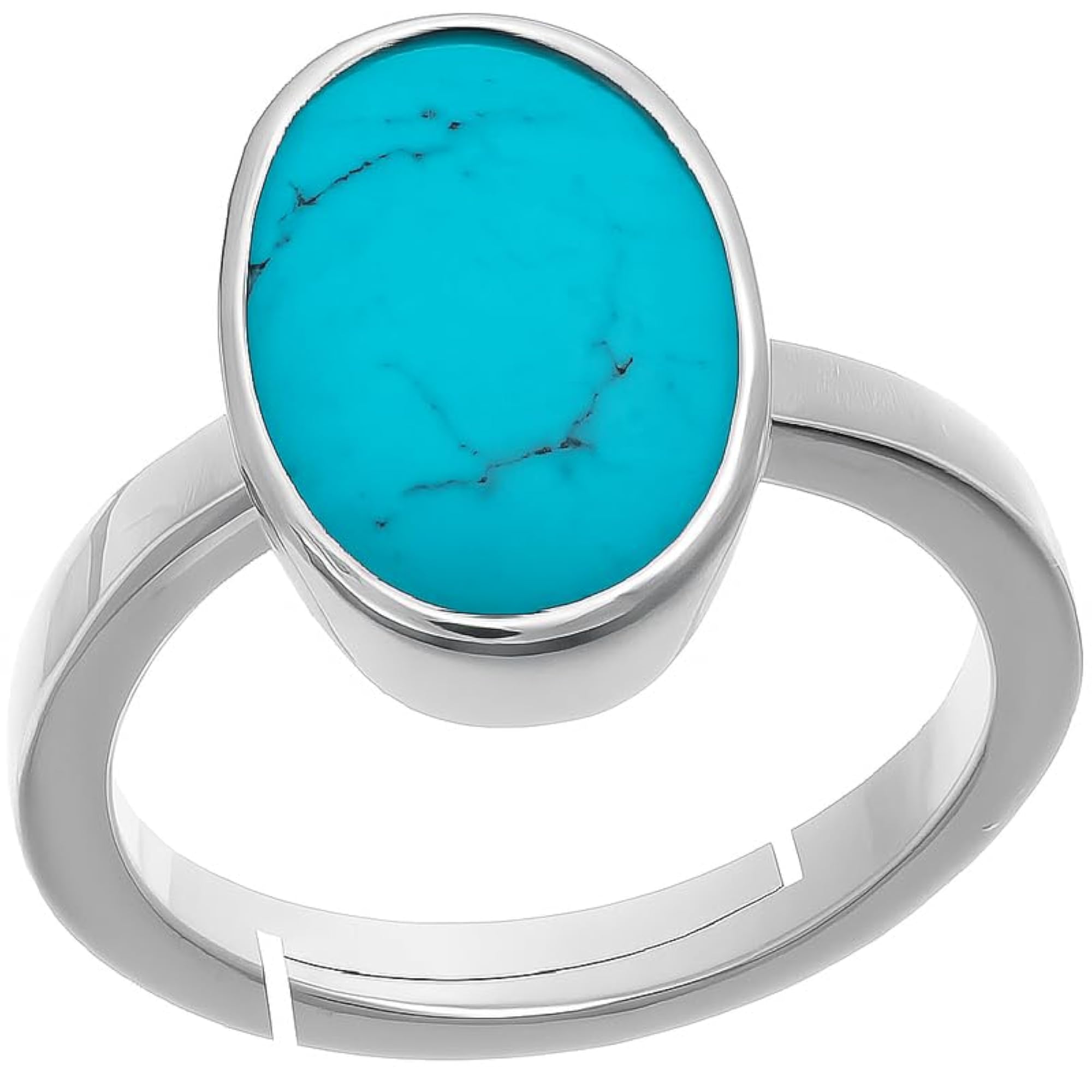 Women's Handcrafted Panchdhatu Turquoise Adjustable Ring, 14.75 Ct