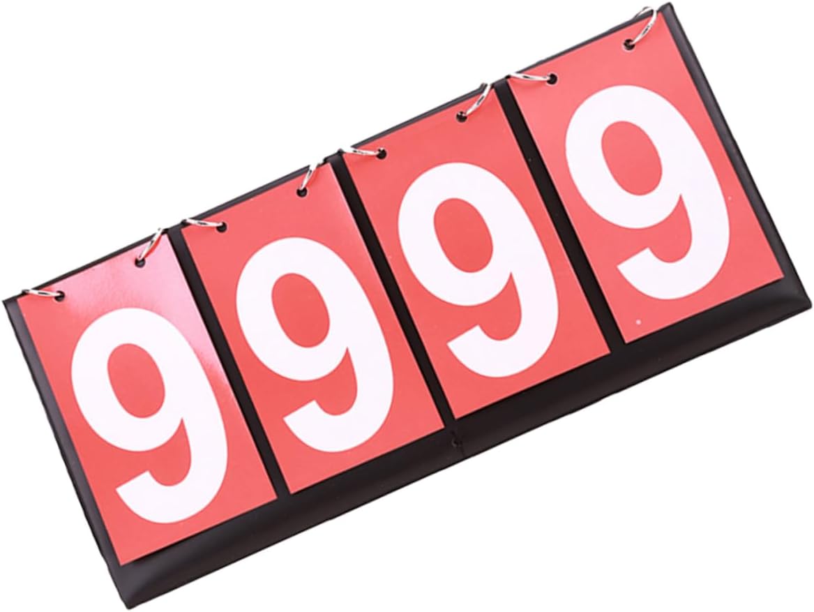 Tabletop Scoreboard Flipper Four Scoreboards for Basketball and Football | Portable PVC Build, Red Numbers, Indoor and Outdoor Games, Table Tennis Use
