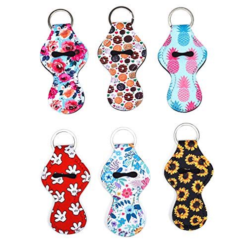koboome The Original Chapstick Holder Keychain, 6 Pack Chapstick Holder Keychain, Neoprene Chapstick Holder Lip Balm Keychain Holder