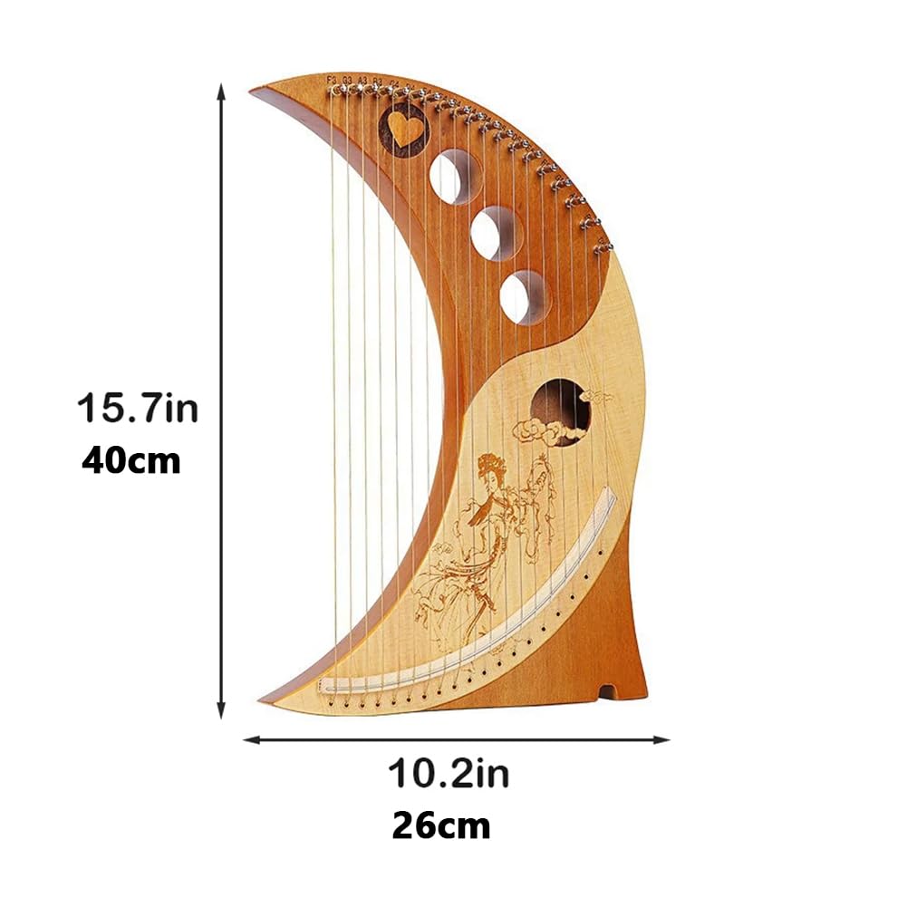 Lyre Harp Tradizionale, 19 Arpa A Corda in Metallo, Dito in Legno Massello Che Suona Strumento Musicale, Stile Orientale Portatile Lyre Harp, Viene Fornito con Chiave di Accordatura
