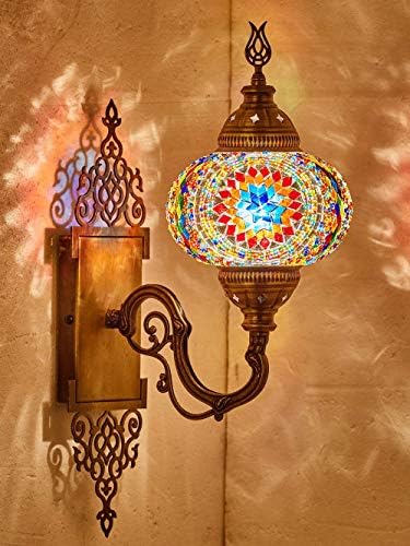 (10 Colors) DEMMEX Turkish Moroccan Tiffany Style Mosaic Wall Sconce Lamp Light