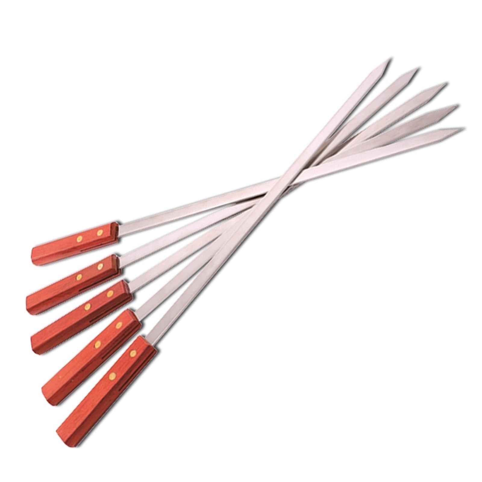 vfdaSWQQ BBQ stick, Kebab Skewers, Barbecue Stainless Steel Fork Flat Shish BBQ Needle Grills