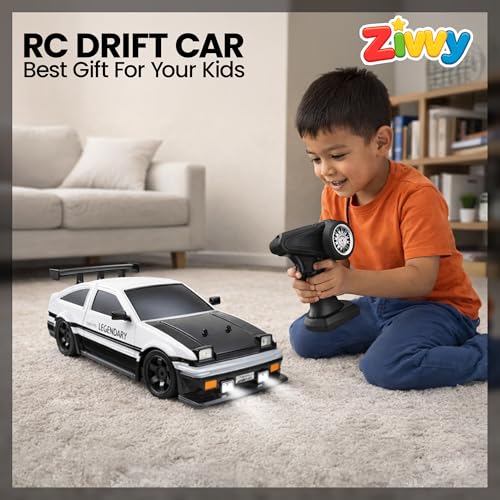 Image of Big Remote Control Car - Silver | 2.4G Rechargeable Remote Control Drift Car with 100m Range | Smoke Effect, LED Lights & Music | High-Speed | Best Gift for Boys & Girls 2 3 4 5 6 7 8+ Years