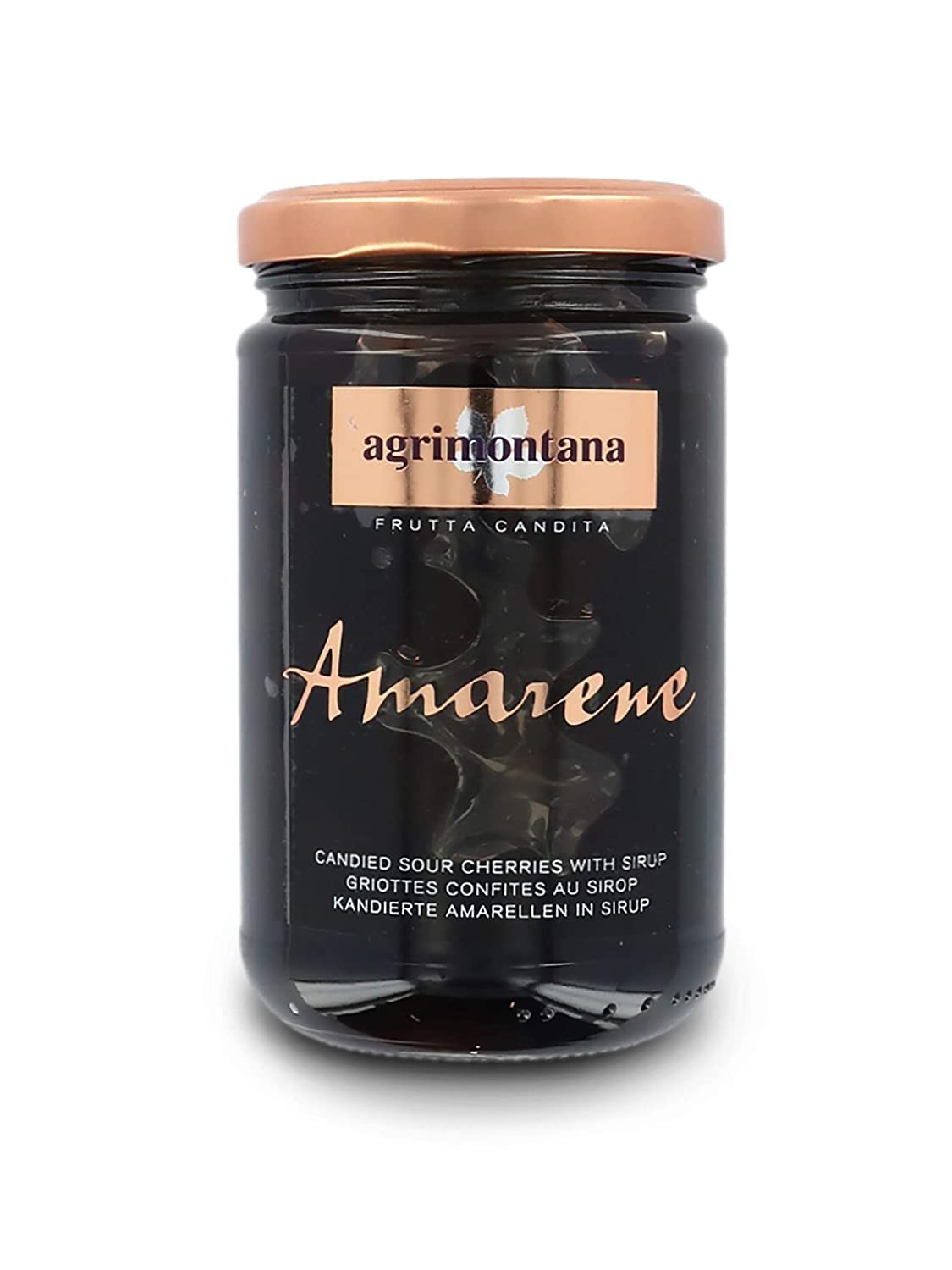 Agrimontana Cerises Amarena Confites Au Sirop - Poids Net Égoutté : 250 Grammes