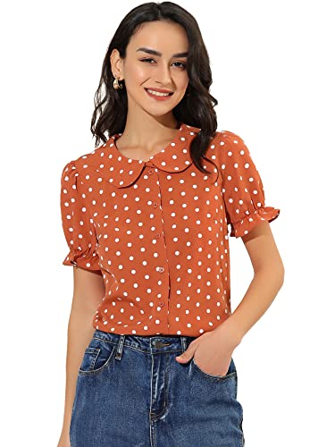 Blusas Vintage Mujer en Varios Colores – Cuello Peter Pan con Volantes, Lunares Retro y Botones Elegantes