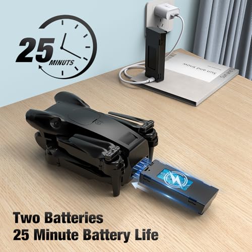 Image of Drone with Camera 1080P HD,Mini Drone for Beginners Kids Adults,Foldable RC Quadcopter with Stable Hover,Trajectory Flight,One Key Take Off /Land,2 Batteries,Toys for Boys and Girls (Black)