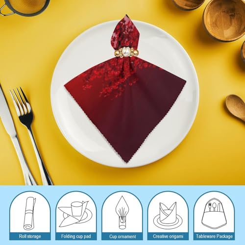 Servilletas de Tela Floral Roja 18.7x18.7 pulg. Pack x6 miniatura 7