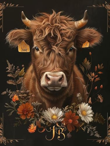 Broderie Diamant Grand Format 70x90cm anti-stress : Peinture Diamant Fleur Bœuf S2-228 Haute Précision