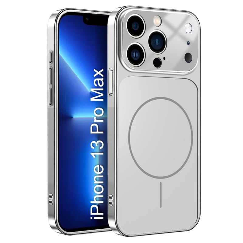 Image of LuxuryKase Converter Case for iPhone 13 Pro Max | Premium Protective MagSafe Cover | iPhone 17 Pro Series Style Design | in Built Camera Guard | Wireless Charging Compatible - Silver