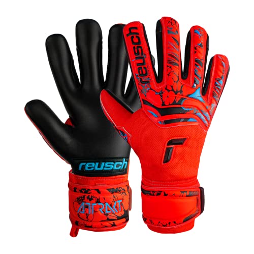 Reusch Attrakt Grip Evolution Goalkeeper Gloves, Bright Red/Future Blue/Black, Size 8 #TOP12