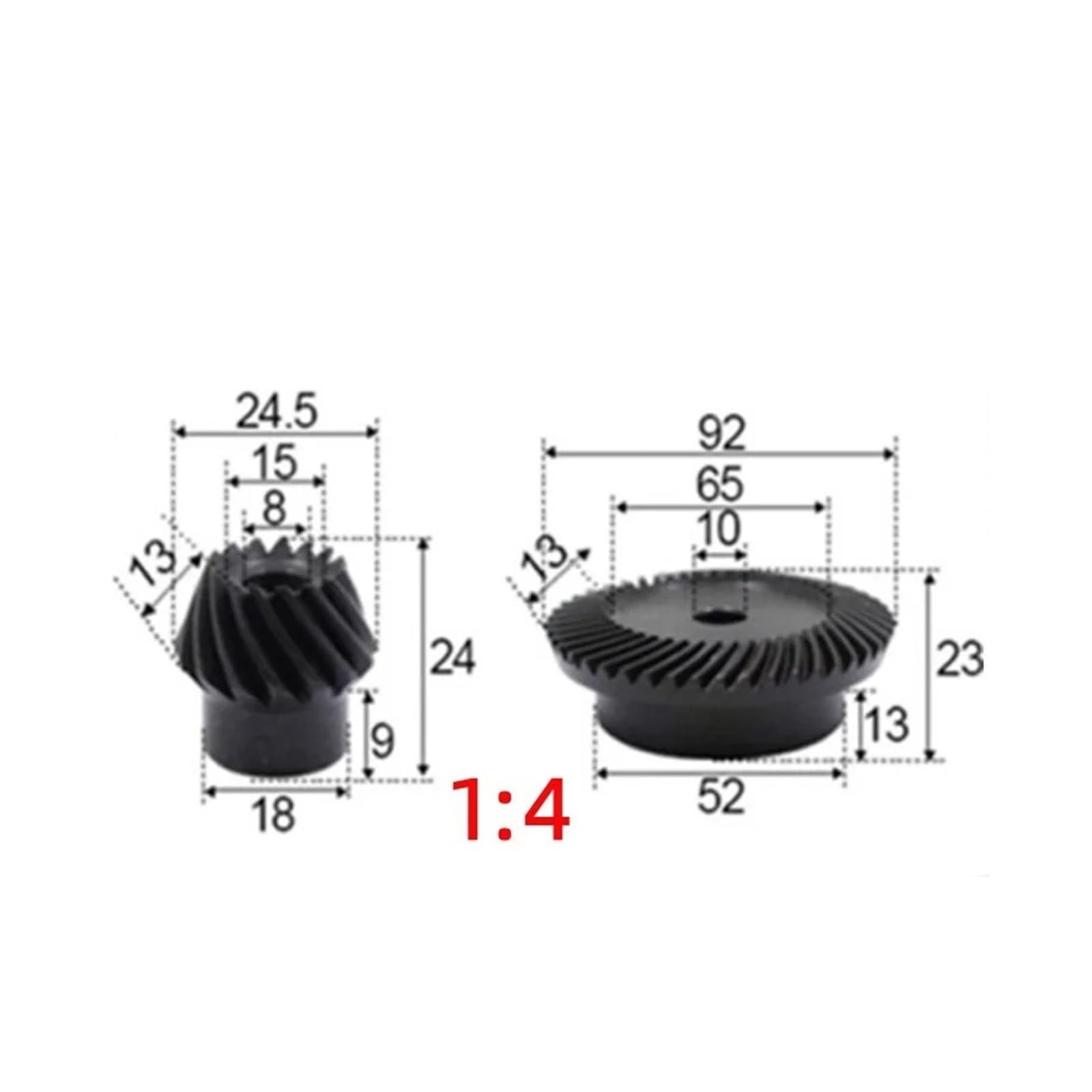Bevel Gear Pinion Hardware Mechanical 1.5M 15T to 60T Spiral Bevel Gear M1.5 Modulus 1:4 90 Degrees Differential Gear Same Ratio Diameter 8mm 10mm Hole