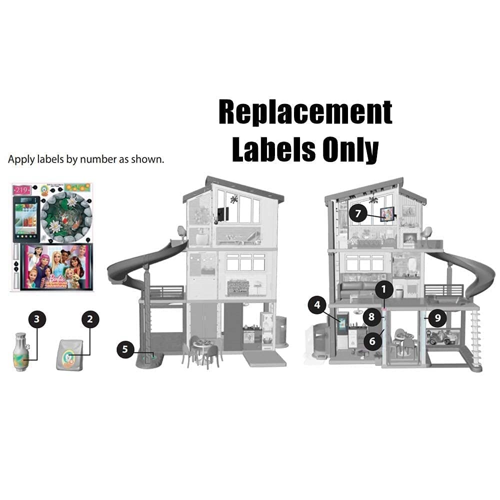 Ersatz-Aufkleber-Set Für Barbie Dreamhouse HMX10 – Originalgetreue Etiketten – Inkl. 1 Satz Sticker