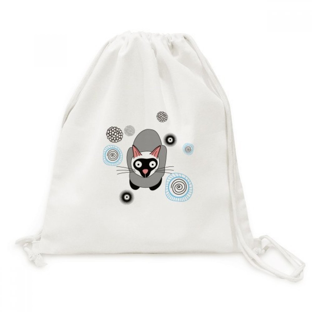 Toile Drawstring Backpack Chaton Siamois - Sac de Voyage Léger - 5