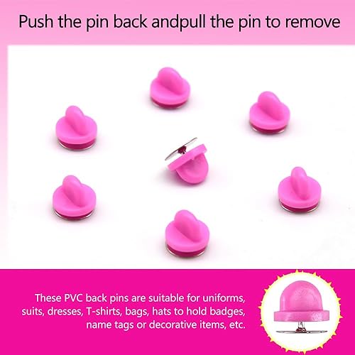 Miniatura 46 de Juego de 200 unidades/100 pines de goma de 0.394 pulgadas con pines de metal en blanco, tapa para pines de solapa, broches, corbatas, sombreros