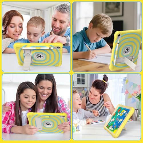 SIBEITU Kids Case for iPad (A16) 11-inch 2025/ 10th Generation 10.9-inch 2022, Shockproof Rugged Hybrid 3-Layer Protective Cover for iPad 11th/ 10th Gen with Stand & Pencil Holder (Yellow Blue)