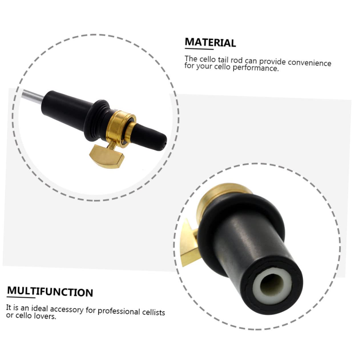 FAVOMOTO 1 Pc Rod Support Pole Tail Rod Cello Tail Holder Bass Cello Supplies Stands Carbon Fiber Stainless Steel Tool