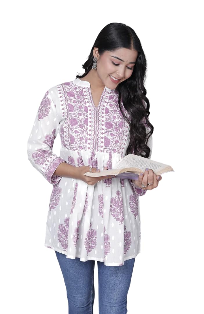 Women Pure Cotton Printed Short Kurti Casual Ethnic Top, Office Wear and Summer Comfort-image-27
