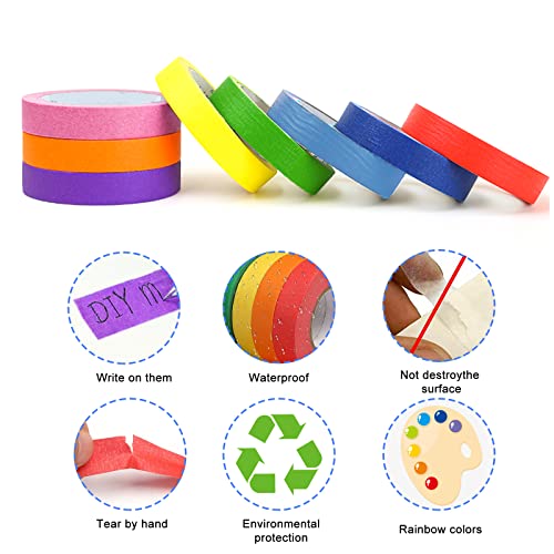 Lrcxl Colored Masking Tape 1/2 Inch X10.9 Yard Per Roll, 8 Rolls Rainbow Colors Painters Tape, Craft Tape, Labeling Tape, Paper Tape For Party Decorations, Diy(1.3Cm X 10M) #TOP5