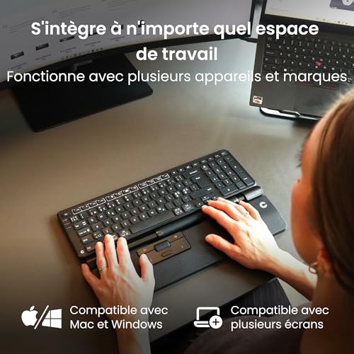Contour RollerMouse Pro Slim – Souris Ergonomique pour soulager Les douleurs au Cou, aux épaules et aux Poignets | Barre de roulement Centrale | Repose-Poignets en Cuir végétalien | Bluetooth – vue 5