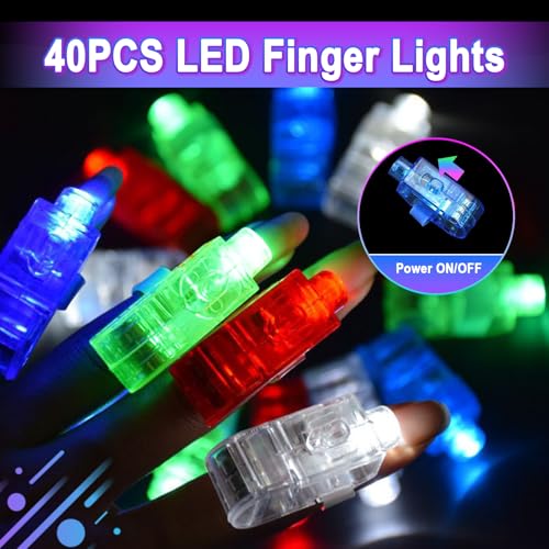 Taotuo 164 PCS Glow in the Dark Party Supplies, 40 Finger Lights,12 Light UP Tubes,12 LED Glasses, 100 Glow Sticks for Neon Party, Wedding, Birthday, Concert, New Year, Carnivals, Raves - Image 5