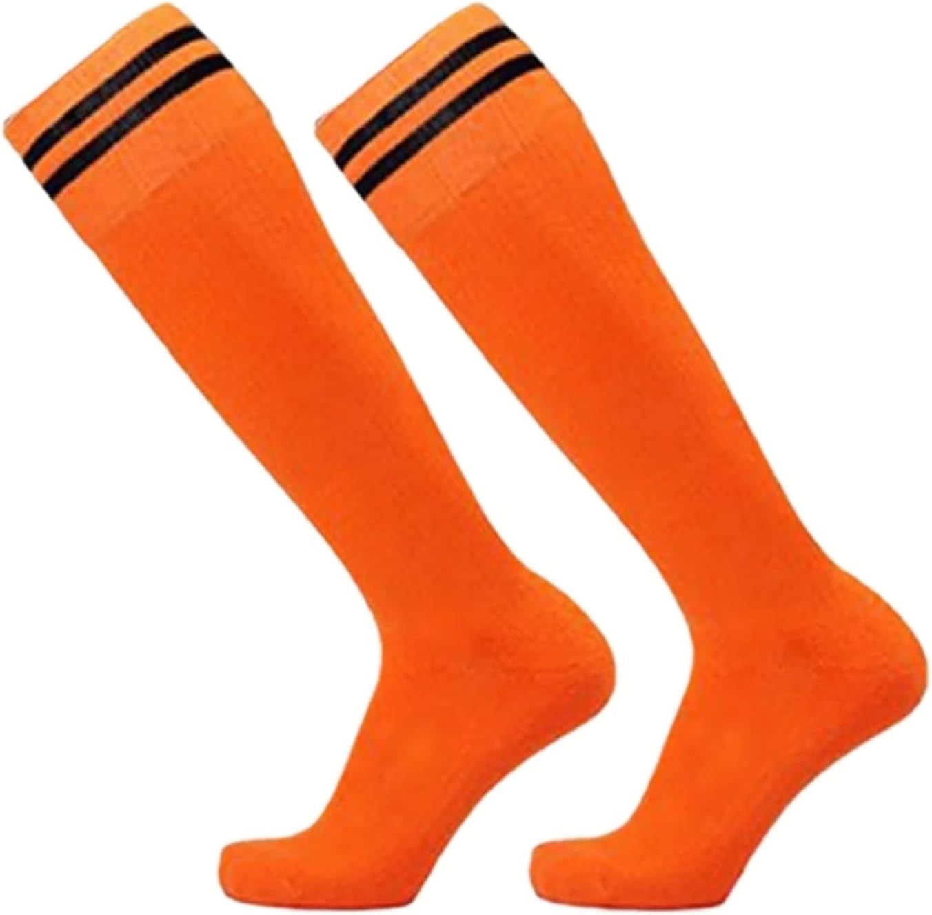 Soccer Socks 4pairs Adult Football Sock Wear-resistant Sport Long Sock Over Knee High Baseball Hockey Socks(Neon,M(32-38))