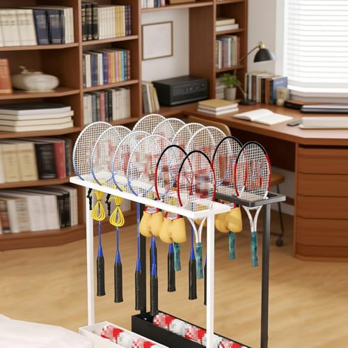 Soporte para raquetas de tenis vertical, organizador de metal miniatura 5