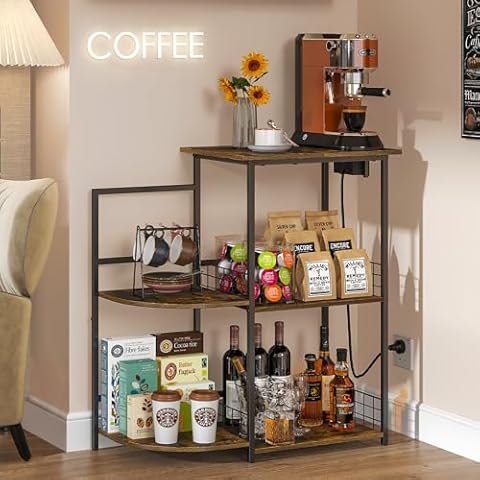 DAOUTIME Coffee Bar Station with Power Outlet Cover
