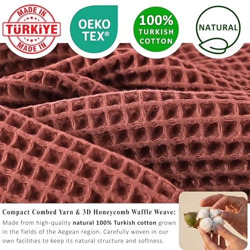PÜSKÜL Natural 100% Turkish Cotton Waffle Hand and Kitchen Towels Set of 3 - Image 4