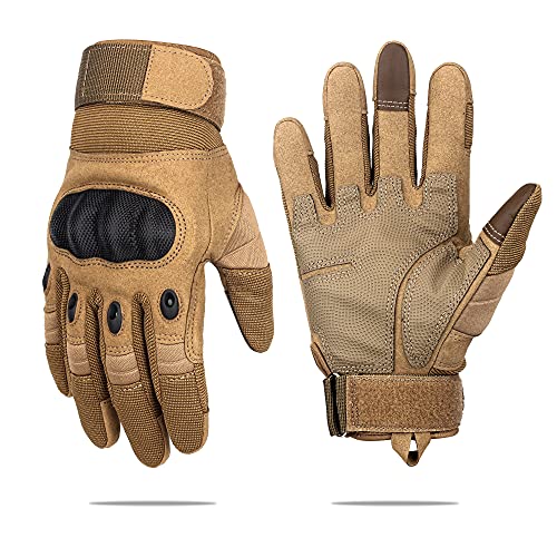 Tfroco Outdoor Gloves For Men, Wear-Resistant Touch Screen Full Finger Gloves For Cycling, Motorcycle Hunting Hiking Riding Climbing Gloves Coyote Large #TOP3
